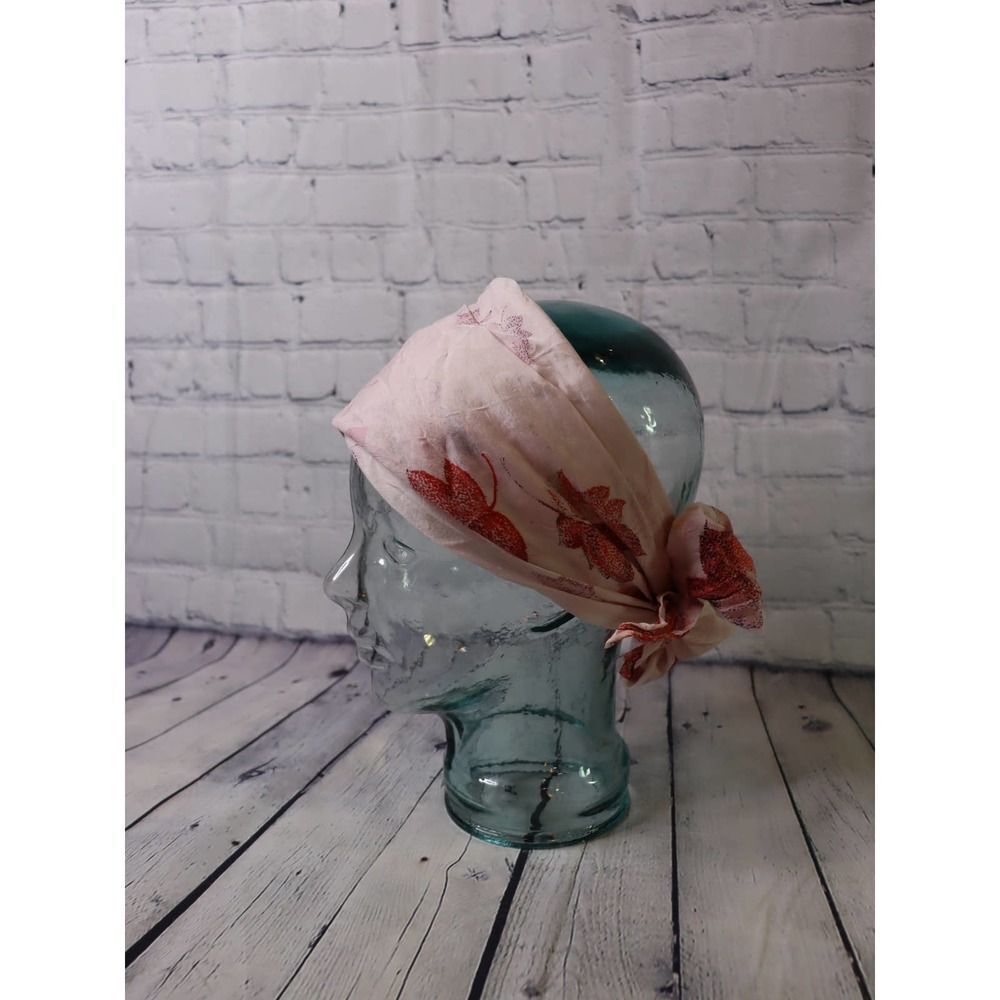 3/30 Pink & Red Vintage Leaf Headscarf!